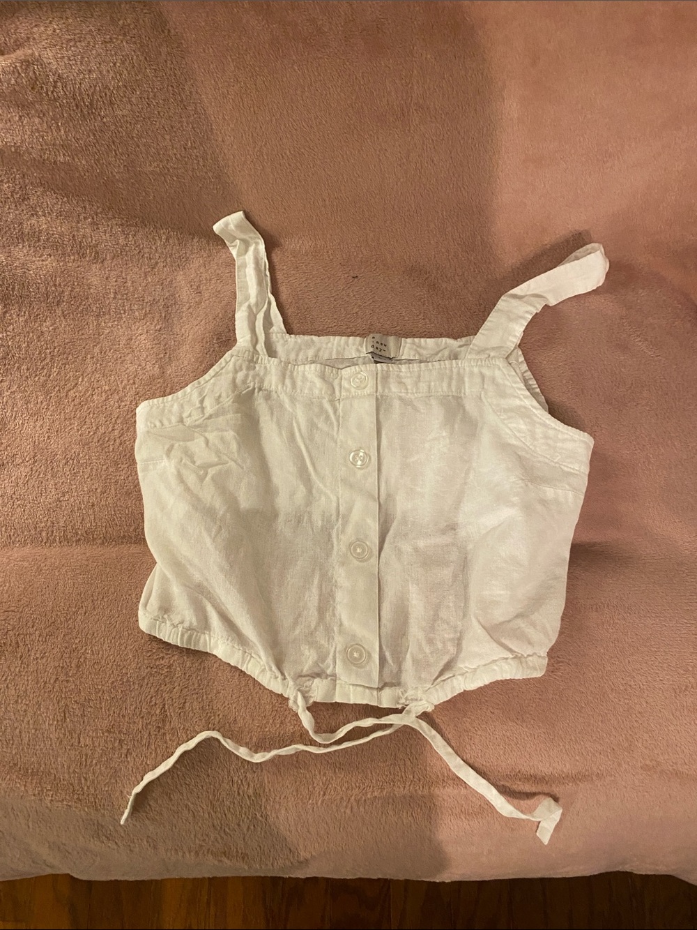 a new day White Button-Front Crop Tank